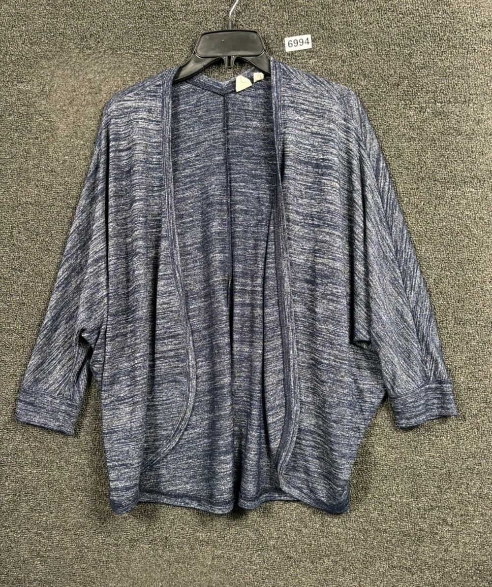 Gap Open Front Cardigan Sweater Womens Size M Navy Blue Heathered 3/4 Sleeve